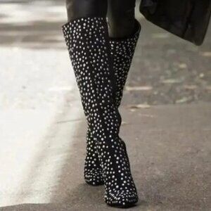 NWOT LAUREN LORRAINE Black Haddie Silver Studded Boots